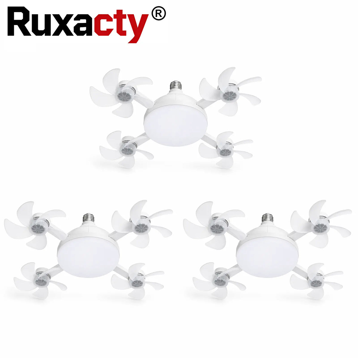 LED Ceiling Fan Light with Remote Control – 19.7" Foldable Screw-In E26 Socket Fan, Quiet Ceiling Fan for Bedroom, Kitchen, Garage & Office