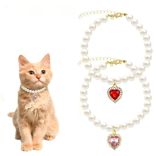 Premium 2-Piece Adjustable Cat Collar Set with Rhinestones, Durable and Fade-Resistant, Ideal for Weddings, Holidays, and Birthdays (9.84-13.78In)