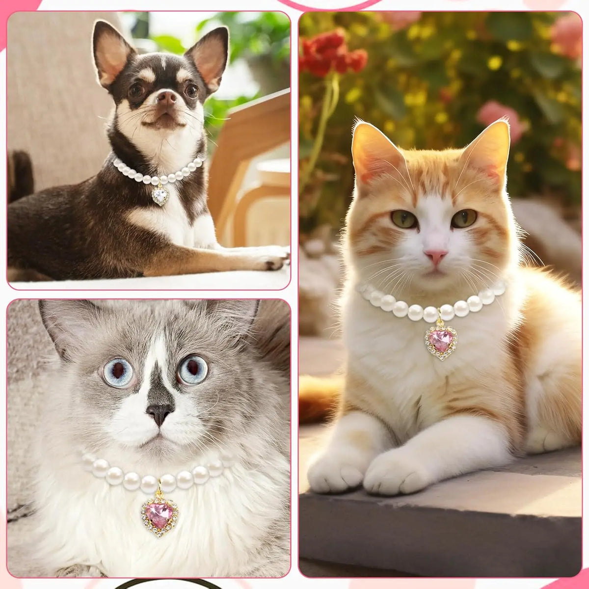 Premium 2-Piece Adjustable Cat Collar Set with Rhinestones, Durable and Fade-Resistant, Ideal for Weddings, Holidays, and Birthdays (9.84-13.78In)