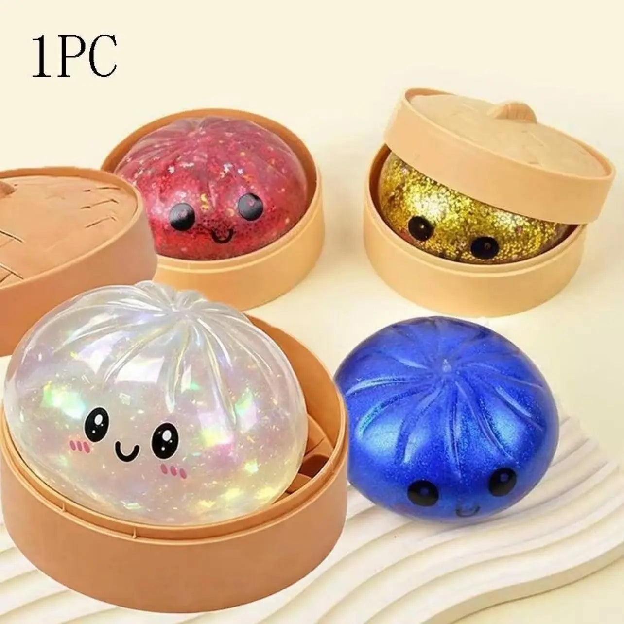 Random Glitter Dumpling Squishy Surprise Toy, Boxed Slow-Return Sensory Stress Relief, Soft Mystery Glitter Dumpling, Kneadable Pressure Release Dough Toy