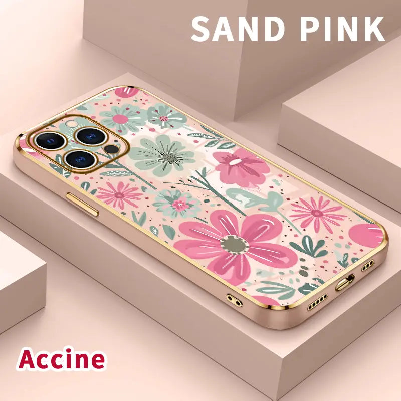 Electroplated Phone Case for Iphone 17 Pro Max Air 16 15 14 plus 13 12 11 Floral Delight Pattern Soft TPU Silicone Dirt-Proof Easy to Clean Soft Cover Gift