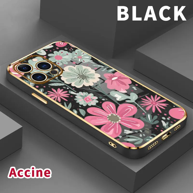Electroplated Phone Case for Iphone 17 Pro Max Air 16 15 14 plus 13 12 11 Floral Delight Pattern Soft TPU Silicone Dirt-Proof Easy to Clean Soft Cover Gift