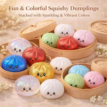 Random Glitter Dumpling Squishy Surprise Toy, Boxed Slow-Return Sensory Stress Relief, Soft Mystery Glitter Dumpling, Kneadable Pressure Release Dough Toy