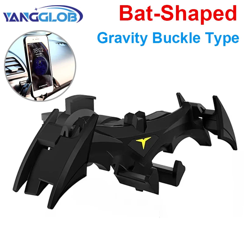 Bat-Shaped Gravity Buckle Type Car Phone Holder Air Outlet Navigation Support Frame Suitable for All 4-6.5 Inch Devices