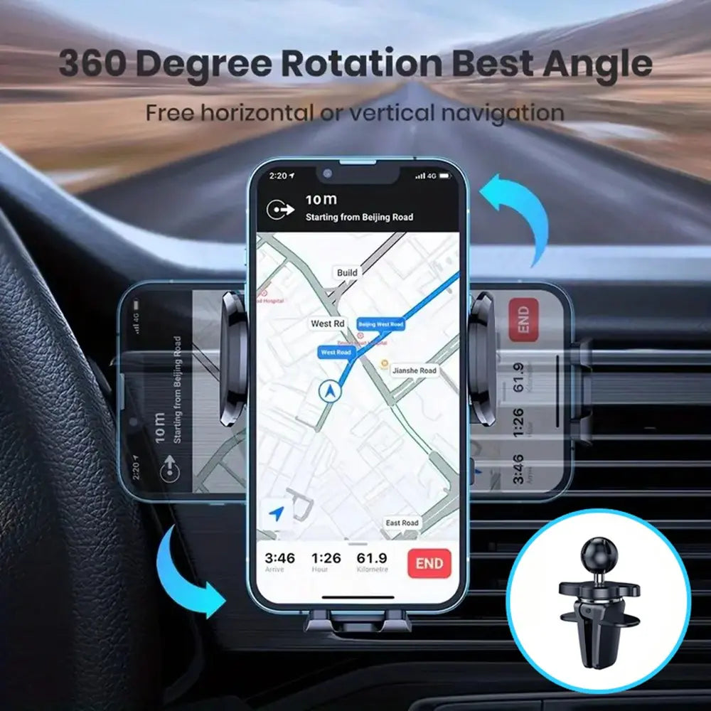 Auto Wider Clamp Car Phone Holder Mount for Air Vent, Gravity Bracket Easy Used, Military Sturdy Metal Air Vent Hook, Car SUV Pickup Truck Air Outlet Cell Phone Mount Holder Stand, Universal for Iphone 17 Pro Max 16 15 14 13 Samsung S25 S24