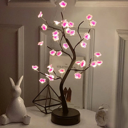 LED Rose Leaf Table Lamp USB Christmas Tree Fairy Light Night Lights Home DIY Party Wedding Bedroom Decoration Mother'S Day Gift