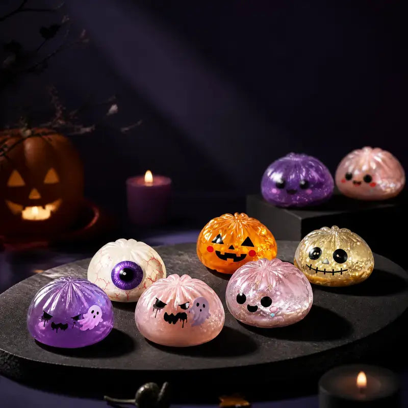 Halloween Ghost Maruko Squeeze Toy Set - Portable Stress Relief Toys for Party Favors and Holiday Gifts