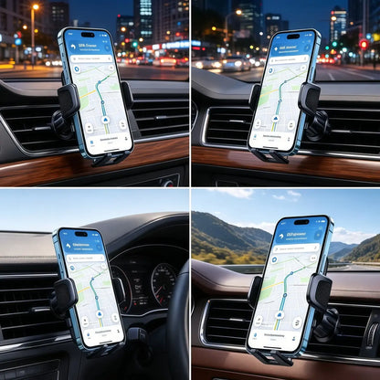 Auto Wider Clamp Car Phone Holder Mount for Air Vent, Gravity Bracket Easy Used, Military Sturdy Metal Air Vent Hook, Car SUV Pickup Truck Air Outlet Cell Phone Mount Holder Stand, Universal for Iphone 17 Pro Max 16 15 14 13 Samsung S25 S24