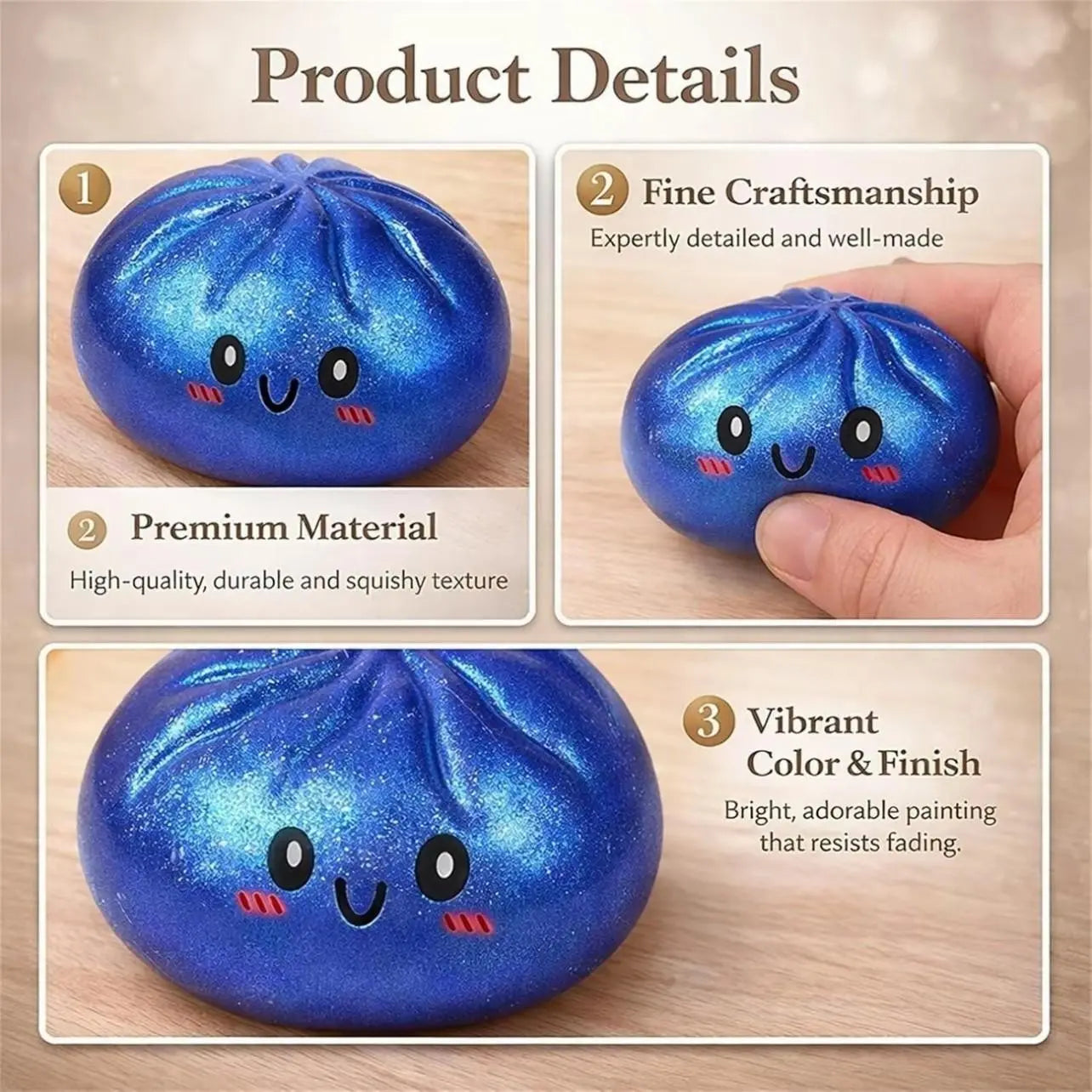 Random Glitter Dumpling Squishy Surprise Toy, Boxed Slow-Return Sensory Stress Relief, Soft Mystery Glitter Dumpling, Kneadable Pressure Release Dough Toy