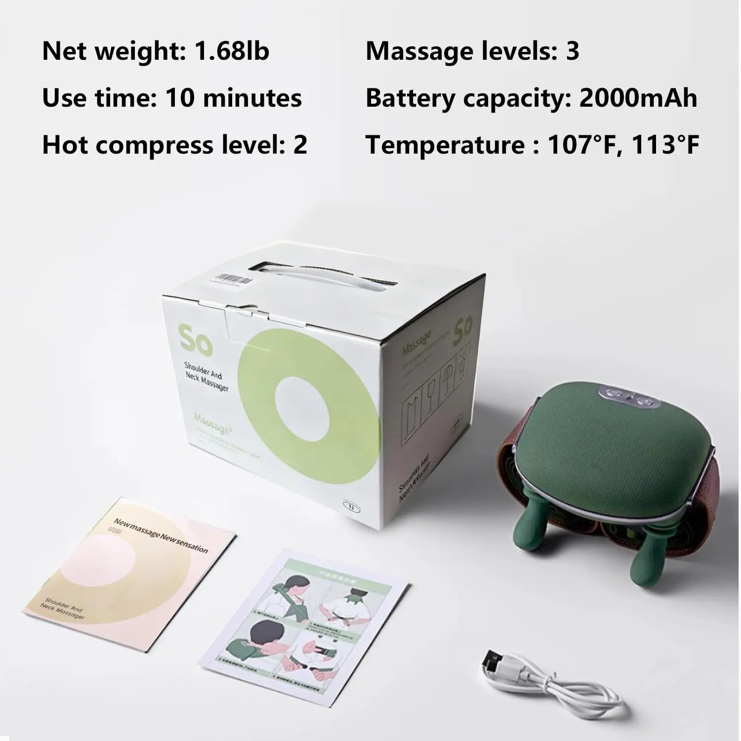Neck Massager for Pain Relief Deep Tissue, Neck Massage with Heat, Cordless Red Light Massager for Back and Shoulder Pain, Deep Kneading Back Massager, Gift for Mom Dad