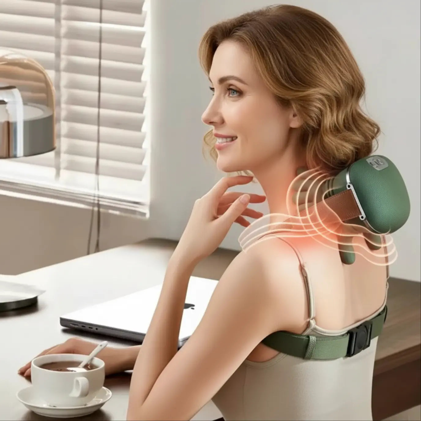 Neck Massager for Pain Relief Deep Tissue, Neck Massage with Heat, Cordless Red Light Massager for Back and Shoulder Pain, Deep Kneading Back Massager, Gift for Mom Dad