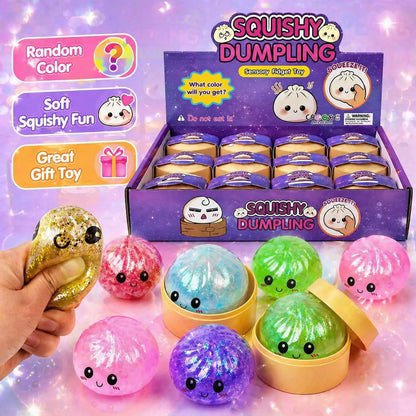 12 Psc per Box Glitter Dumpling Squishy - Random Glitter Dumpling Box, Dumplings Squishy Toy, More Surprises (Random) Stress Glutinous