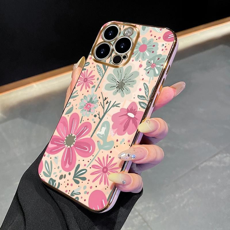 Floral Delight Electroplated Phone Case – iPhone 11–17 Pro Max