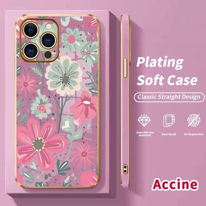 Floral Delight Electroplated Phone Case – iPhone 11–17 Pro Max