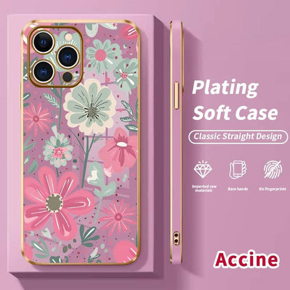 Floral Delight Electroplated Phone Case – iPhone 11–17 Pro Max