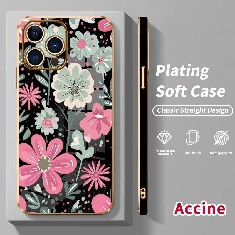 Floral Delight Electroplated Phone Case – iPhone 11–17 Pro Max