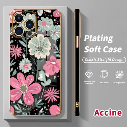 Floral Delight Electroplated Phone Case – iPhone 11–17 Pro Max