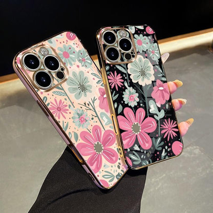 Floral Delight Electroplated Phone Case – iPhone 11–17 Pro Max