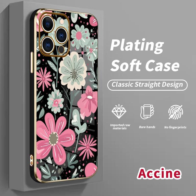 Floral Delight Electroplated Phone Case – iPhone 11–17 Pro Max