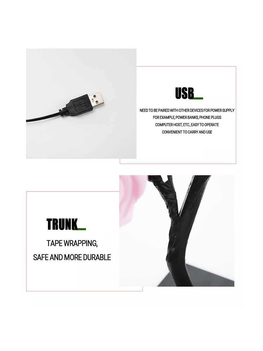 **24 LED Rose Tree Table Lamp – USB Fairy Flower Night Light for Bedroom, Home, Wedding & Christmas Decor**