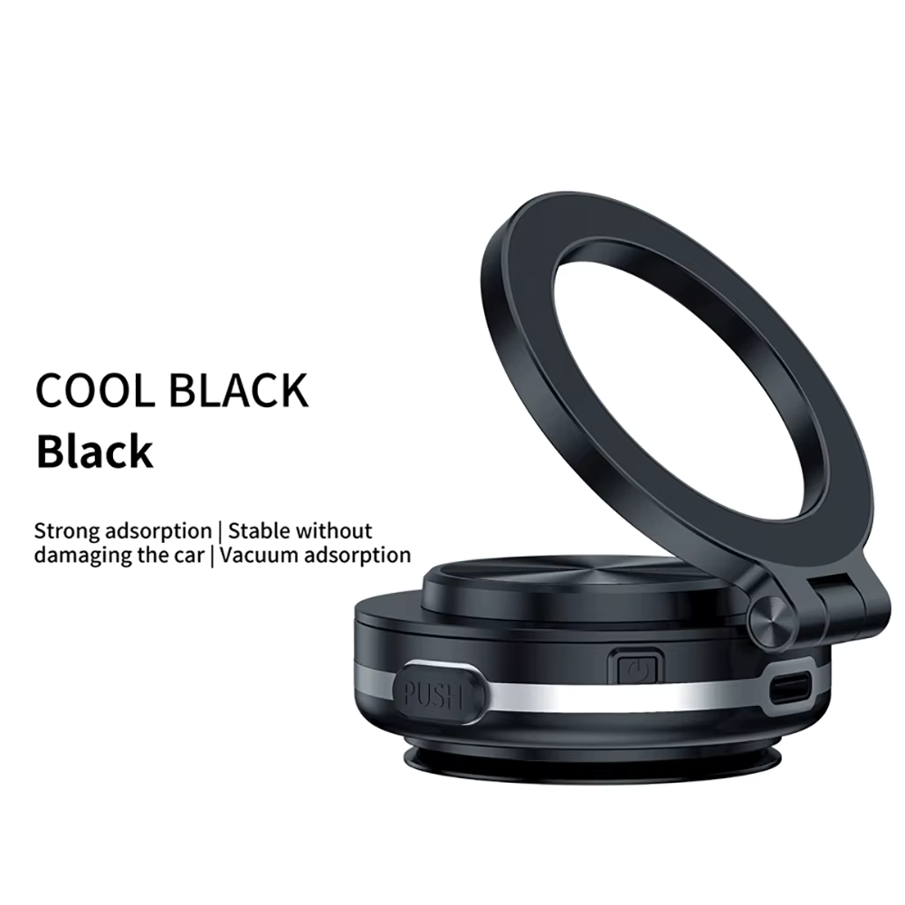 Electric Magnetic Car Phone Holder with Suction Cup | 360° Rotating Folding Mount