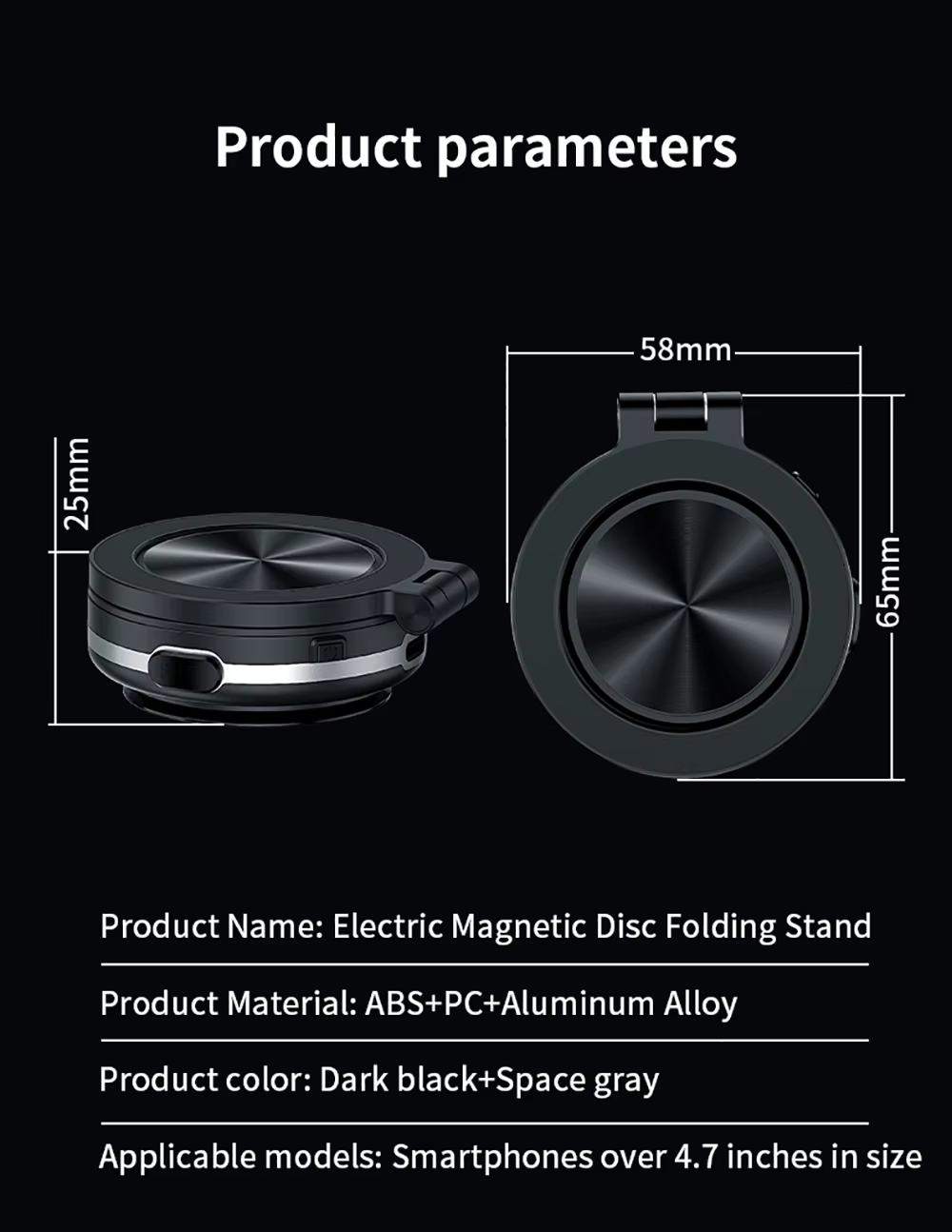 Electric Magnetic Car Phone Holder with Suction Cup | 360° Rotating Folding Mount
