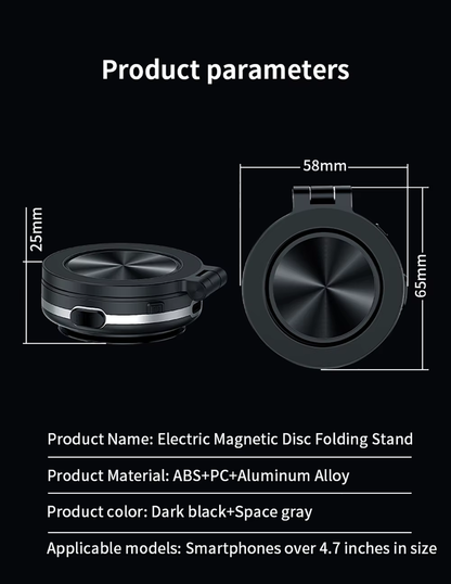Electric Magnetic Car Phone Holder with Suction Cup | 360° Rotating Folding Mount