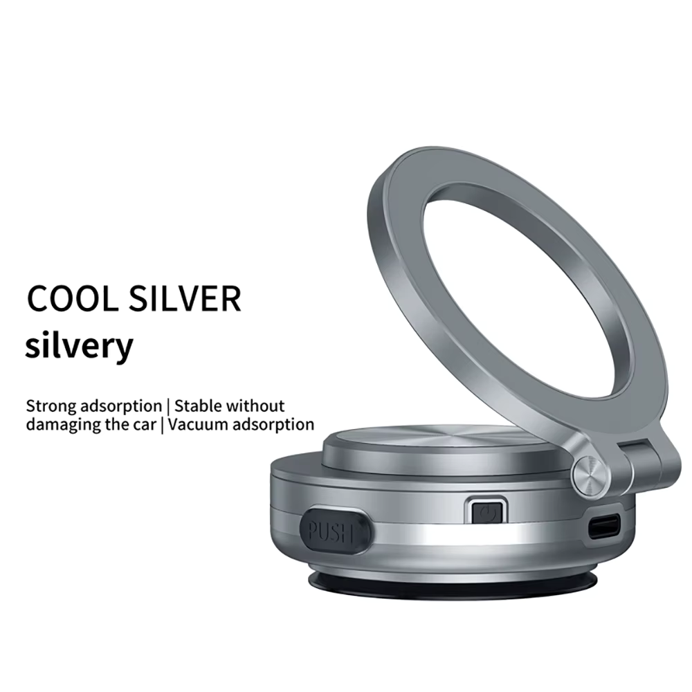 Electric Magnetic Car Phone Holder with Suction Cup | 360° Rotating Folding Mount
