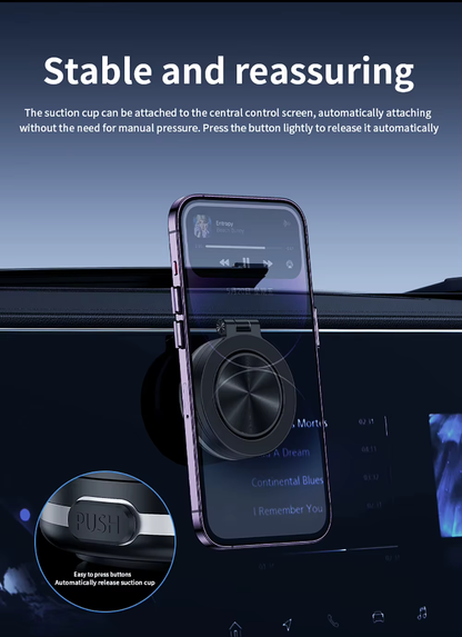 Electric Magnetic Car Phone Holder with Suction Cup | 360° Rotating Folding Mount