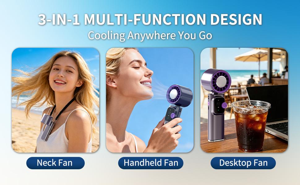 Cordless Portable Cooling Fan with 199-Speed Wind Control – Foldable Rechargeable Ice Fan for Indoor & Outdoor Use