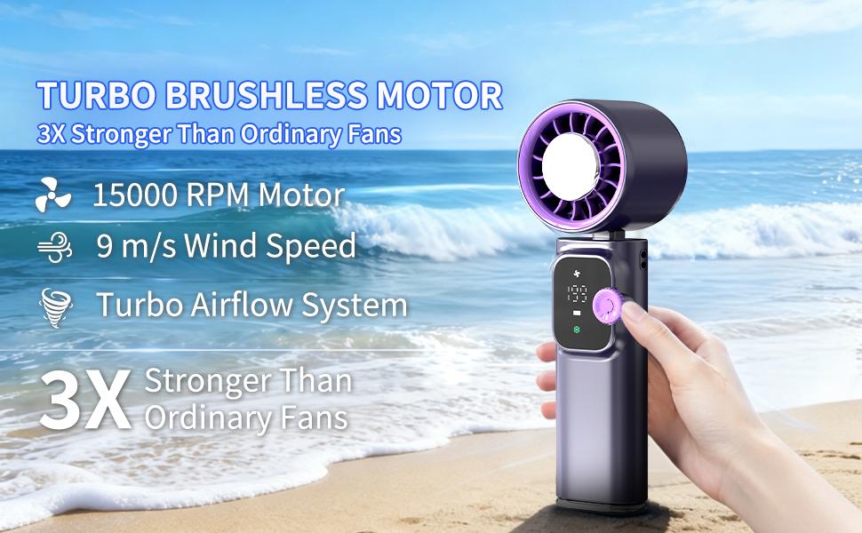 Cordless Portable Cooling Fan with 199-Speed Wind Control – Foldable Rechargeable Ice Fan for Indoor & Outdoor Use