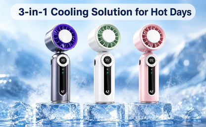 Cordless Portable Cooling Fan with 199-Speed Wind Control – Foldable Rechargeable Ice Fan for Indoor & Outdoor Use
