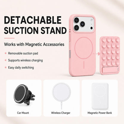 Silicone Magnetic Case for iPhone 13-17 Pro Max, Candy Color with Kickstand, Soft TPU Bumper Cover, Shockproof and Scratch-Resistant Protective Case for Women and Girls