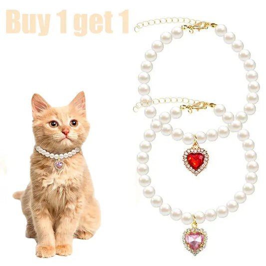 Premium 2-Piece Adjustable Cat Collar Set with Rhinestones, Durable and Fade-Resistant, Ideal for Weddings, Holidays, and Birthdays (9.84-13.78In)