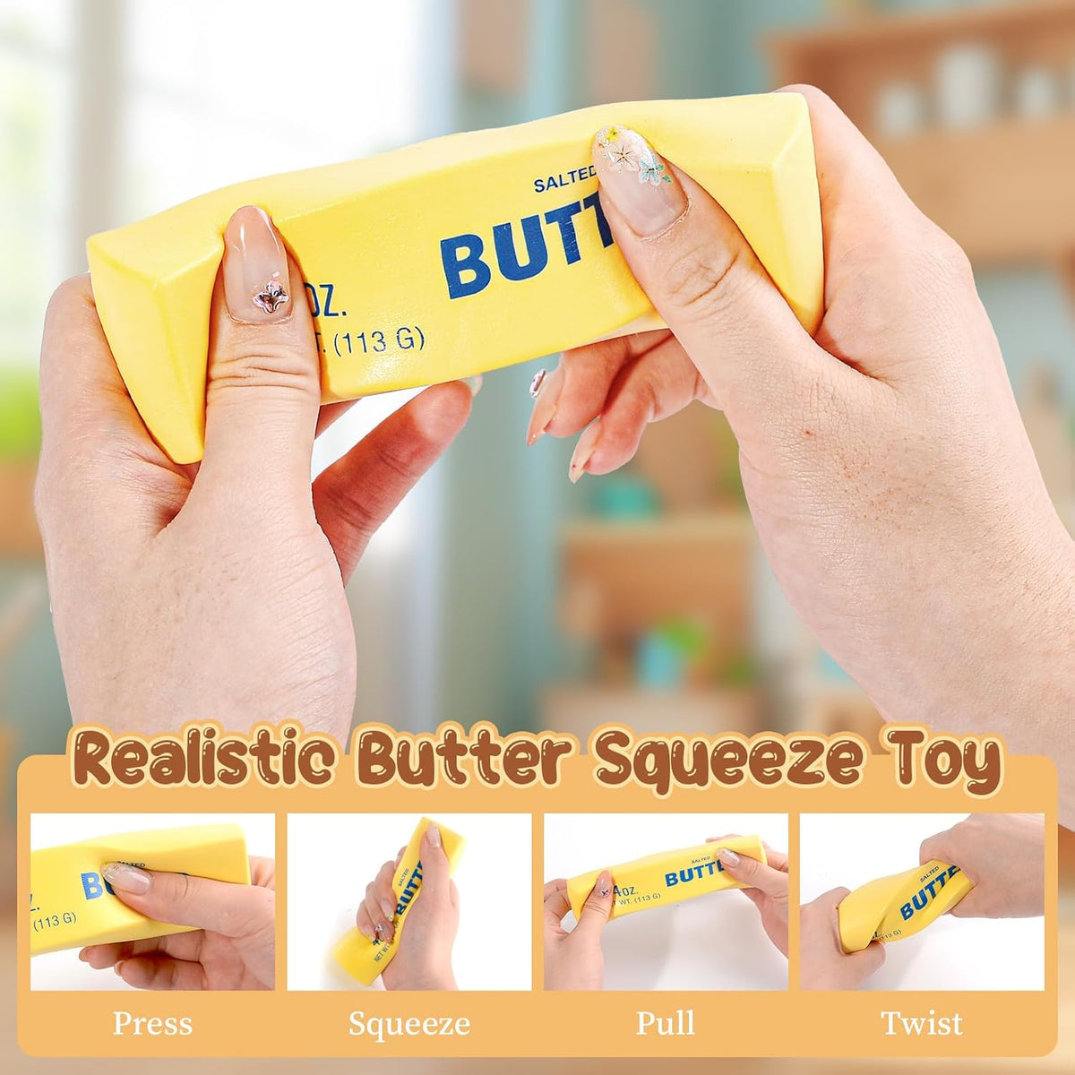Squeeze Butter Stress Relief Toy - Slow Rebound Sensory Squishy, 5.5"X1.5" for Adults, Novelty Office Desk Decor (A-1PC)