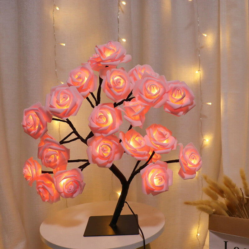 LED Rose Flower Table Lamp USB Christmas Tree Fairy Lights Night Lights Gifts