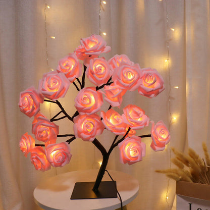 LED Rose Flower Table Lamp USB Christmas Tree Fairy Lights Night Lights Gifts