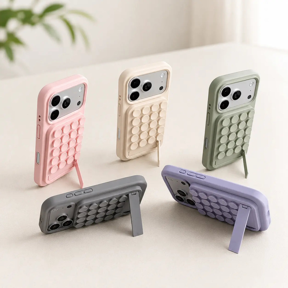 Silicone Magnetic Case for iPhone 13-17 Pro Max, Candy Color with Kickstand, Soft TPU Bumper Cover, Shockproof and Scratch-Resistant Protective Case for Women and Girls