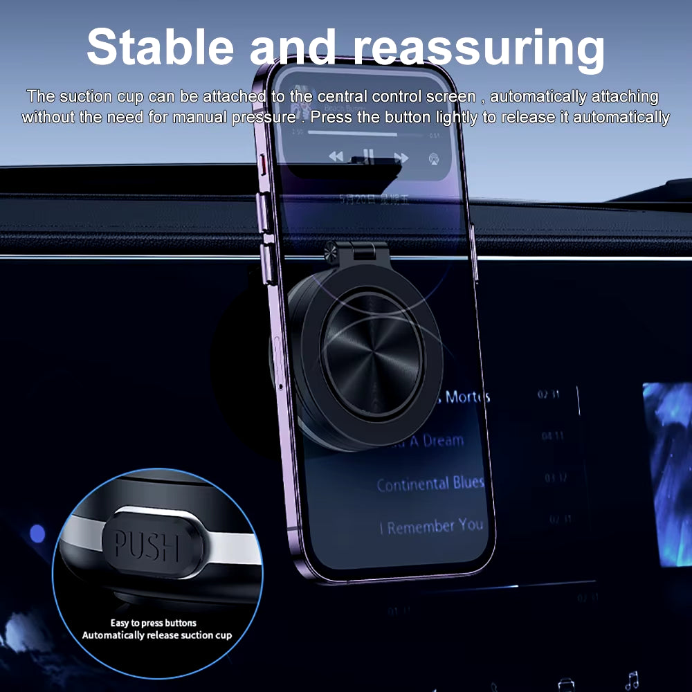 Electric Magnetic Car Phone Holder with Suction Cup | 360° Rotating Folding Mount
