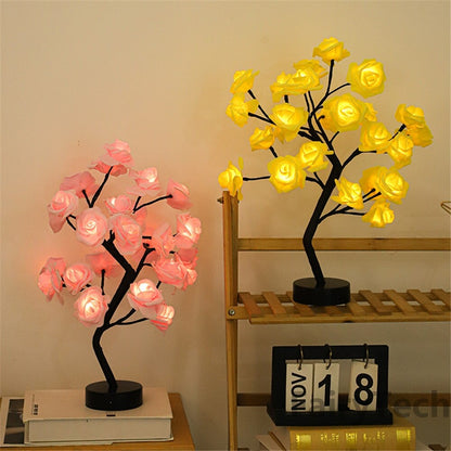 LED Rose Flower Table Lamp USB Christmas Tree Fairy Lights Night Lights Gifts