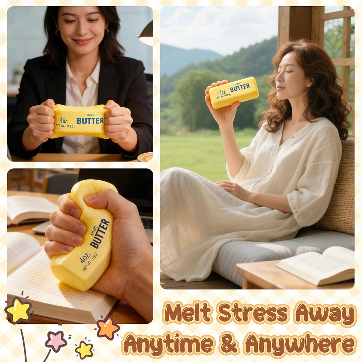 Squeeze Butter Stress Relief Toy - Slow Rebound Sensory Squishy, 5.5"X1.5" for Adults, Novelty Office Desk Decor (A-1PC)