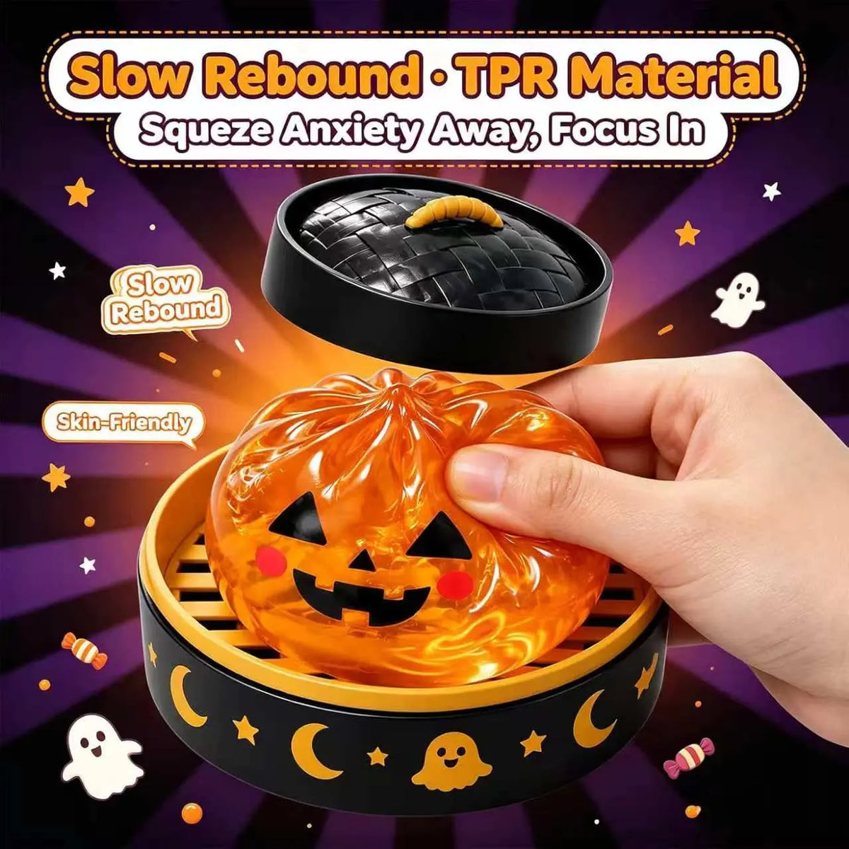 Halloween Ghost Maruko Squeeze Toy Set - Portable Stress Relief Toys for Party Favors and Holiday Gifts