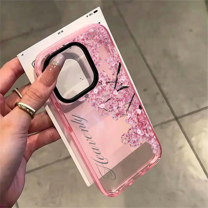 Pink Cherry Blossom Phone Case， Elegant Romantic Floral Style for Iphone 17 16 15 14 13 12 11 plus Pro Max， Ideal Birthday Gift.