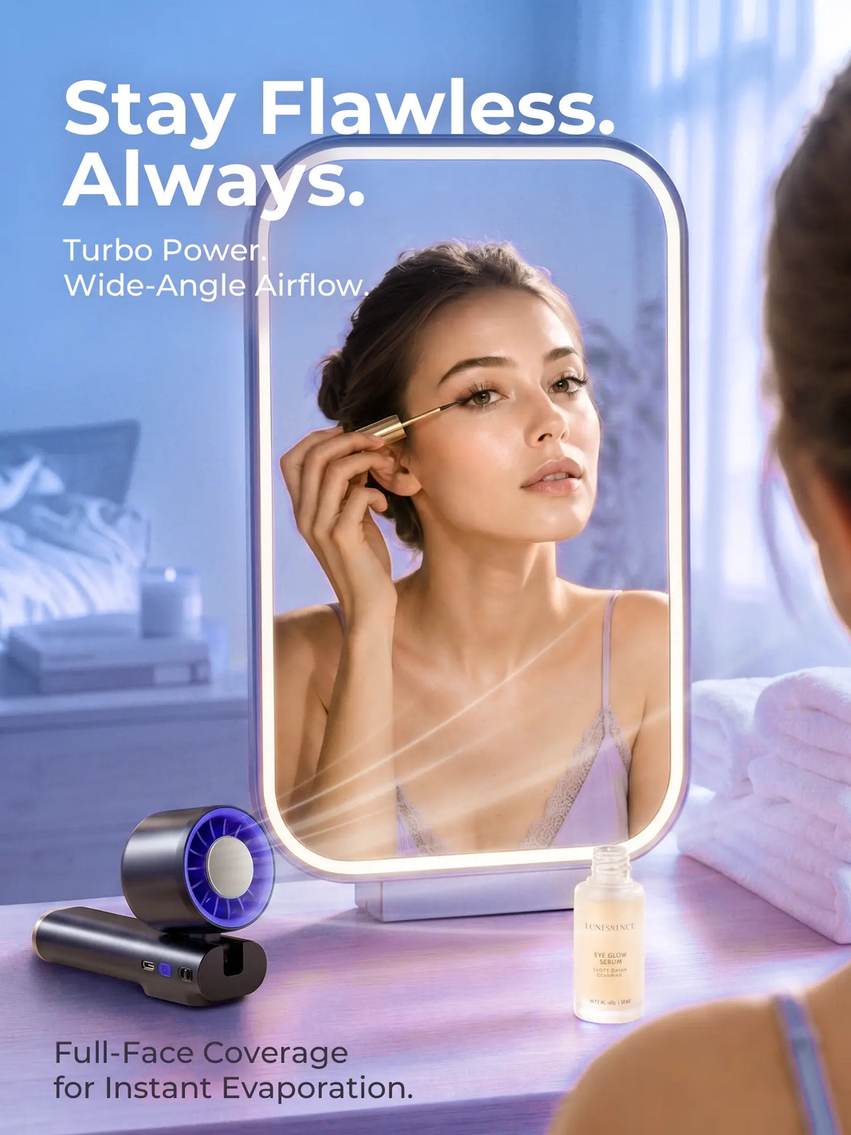 Cordless Portable Cooling Fan with 199-Speed Wind Control – Foldable Rechargeable Ice Fan for Indoor & Outdoor Use