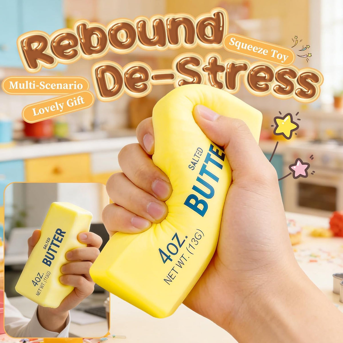 Squeeze Butter Stress Relief Toy - Slow Rebound Sensory Squishy, 5.5"X1.5" for Adults, Novelty Office Desk Decor (A-1PC)