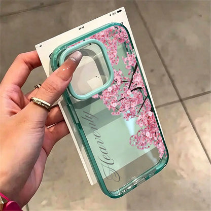 Pink Cherry Blossom Phone Case， Elegant Romantic Floral Style for Iphone 17 16 15 14 13 12 11 plus Pro Max， Ideal Birthday Gift.