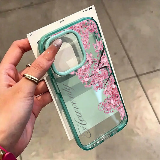 Pink Cherry Blossom Phone Case， Elegant Romantic Floral Style for Iphone 17 16 15 14 13 12 11 plus Pro Max， Ideal Birthday Gift.