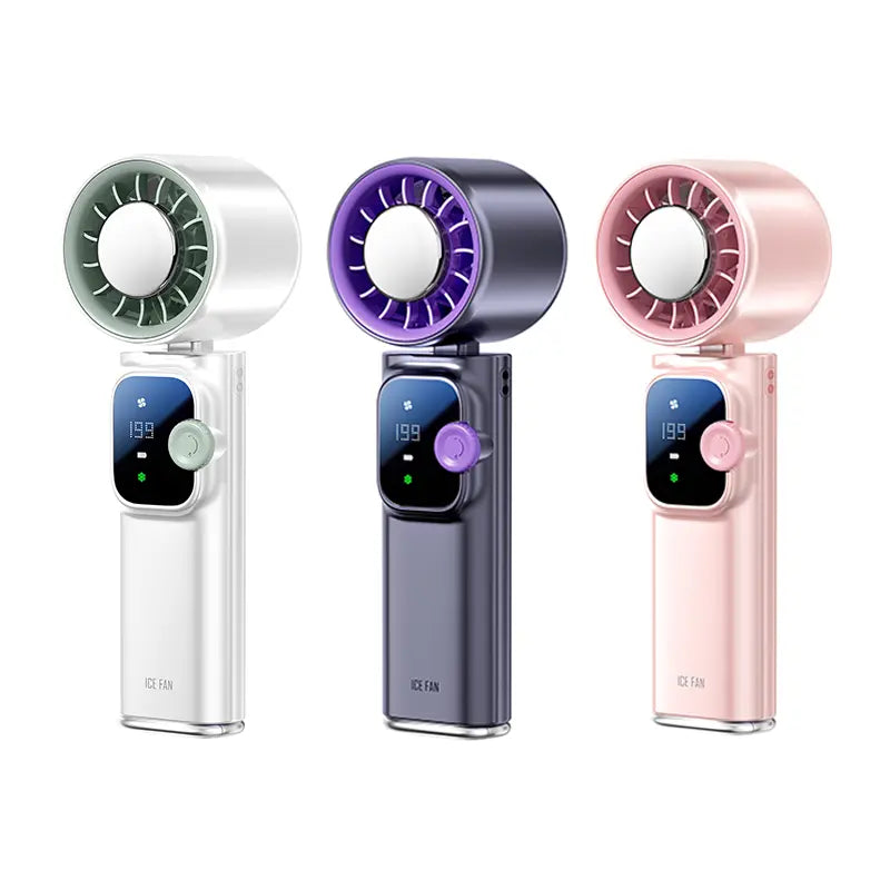 Cordless Portable Cooling Fan with 199-Speed Wind Control – Foldable Rechargeable Ice Fan for Indoor & Outdoor Use