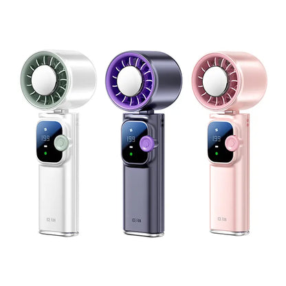 Cordless Portable Cooling Fan with 199-Speed Wind Control – Foldable Rechargeable Ice Fan for Indoor & Outdoor Use