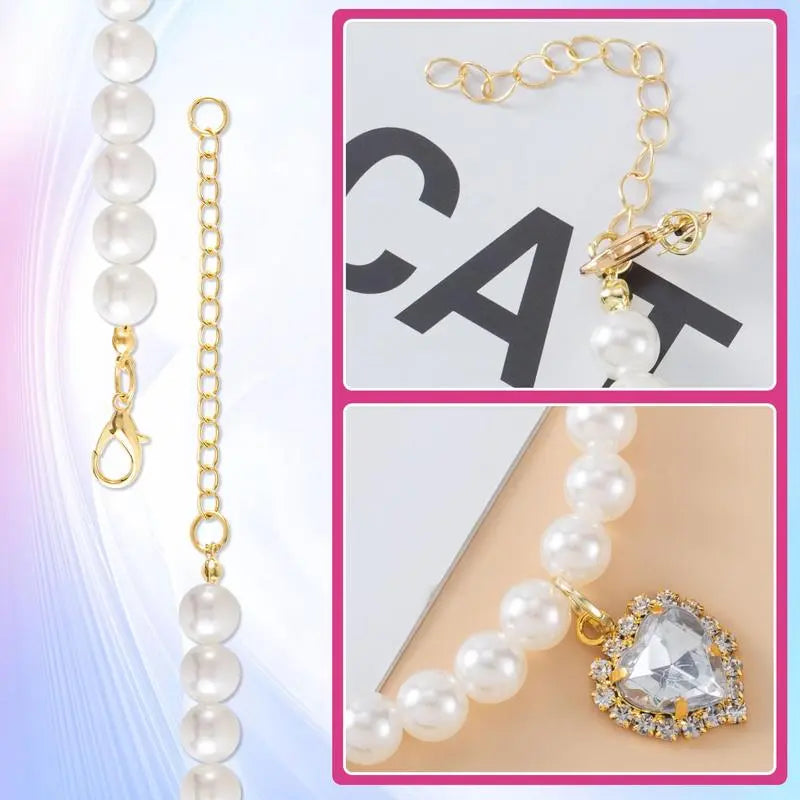 Premium 2-Piece Adjustable Cat Collar Set with Rhinestones, Durable and Fade-Resistant, Ideal for Weddings, Holidays, and Birthdays (9.84-13.78In)